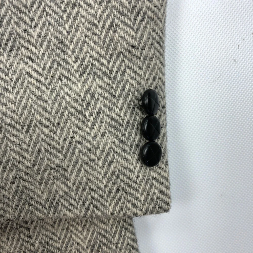 Harris Tweed for Moores Mens Gray Herringbone Wool Blazer Sport Coat 44R
